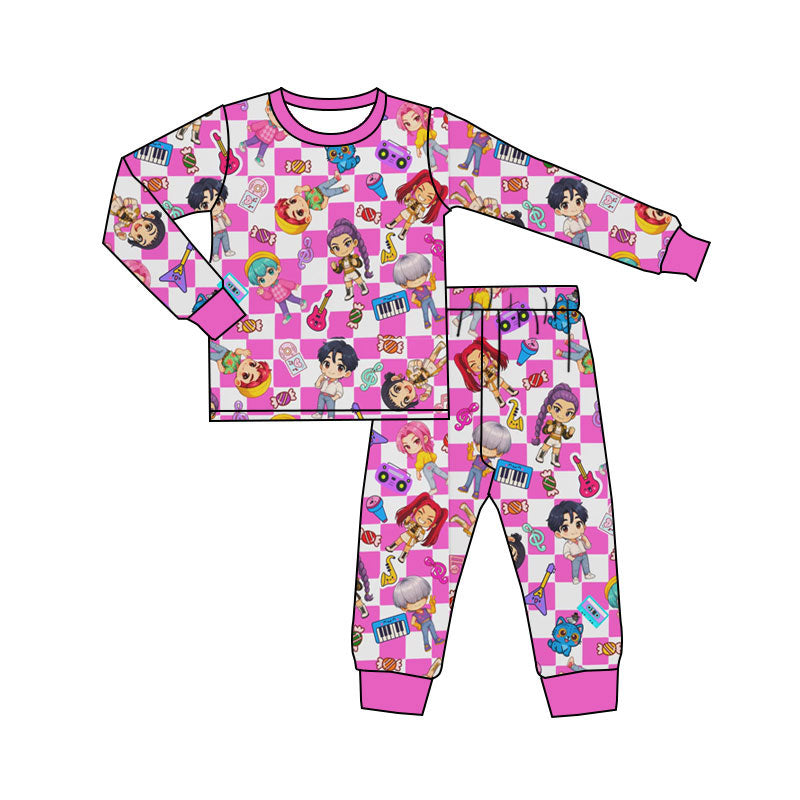 Preorder(moq 5) Baby Girls Cartoon Girls Music Top Pants Pajamas Sets