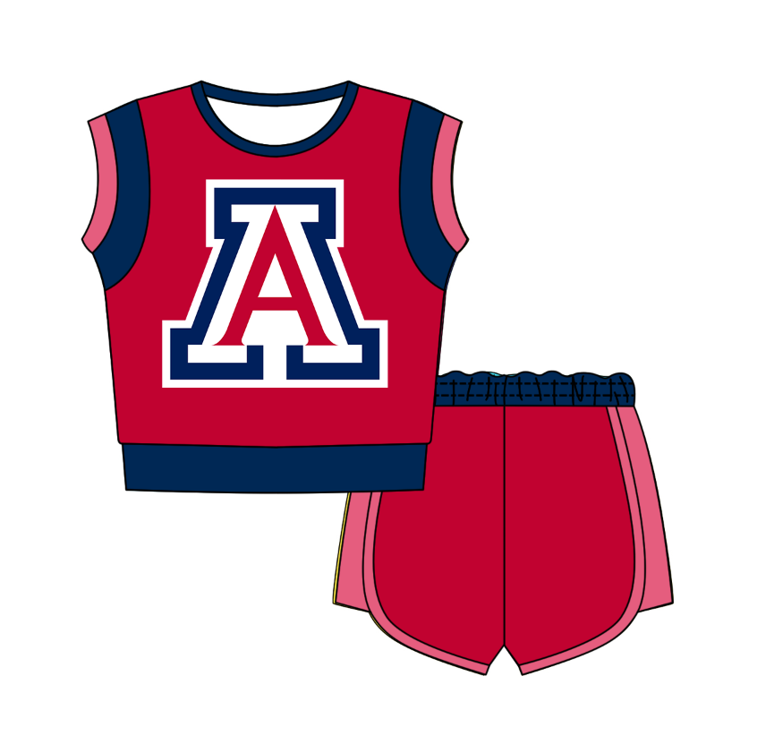 Preorder moq 5 Baby Girls Sleeveless Shirts Top Short Team Clothes Set