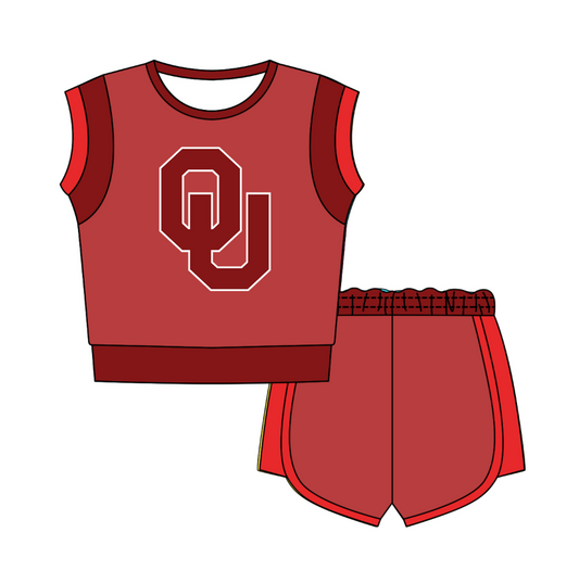 Preorder moq 5 Baby Girls Sleeveless Shirts Top Short Team Clothes Set
