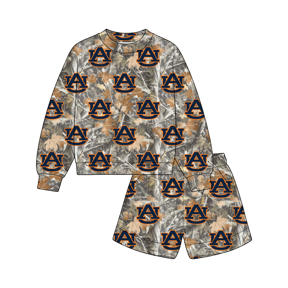 Preorder (moq 5) Baby Boys Leaves Camo Auburn Top Pockets Short Team Clothes Sets