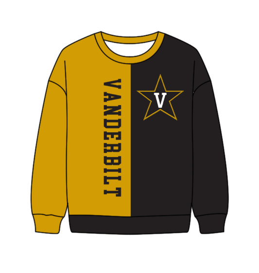 Preorder(moq 8)Baby Boys Gold Black Sleeve Vanderbilt Team Tee Shirts Top