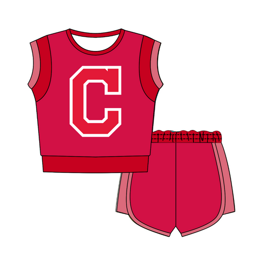 Preorder moq 5 Baby Girls Sleeveless Shirts Top Short Team Clothes Set