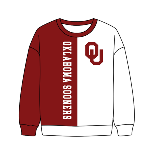 Preorder(moq 8)Baby Boys Red White Sleeve Oklahoma Sooners Team Tee Shirts Top