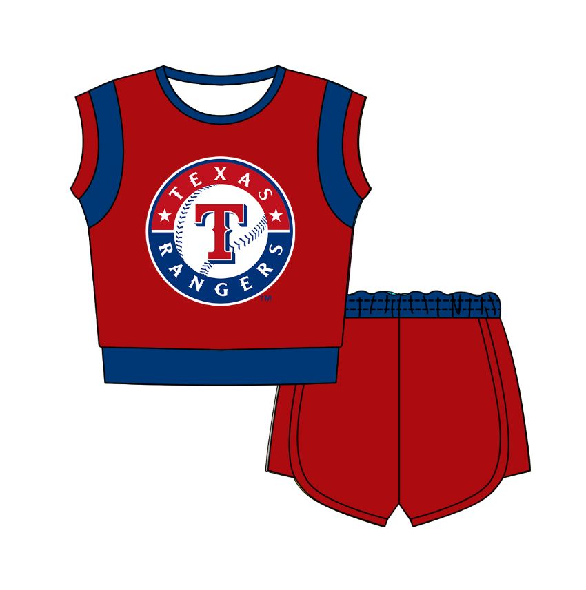 Preorder moq 5 Baby Girls Sleeveless Shirts Top Short Team Clothes Set
