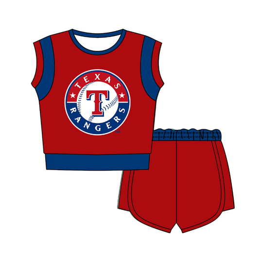 Preorder moq 5 Baby Girls Sleeveless Shirts Top Short Team Clothes Set