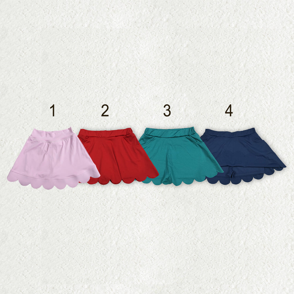 Sibling Baby Girls Yoga Active Pockets Shorts Scallop Skirt Shorts Bottom