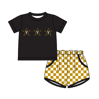 Preorder moq 5 Baby Boys V Stars Top Checked Pockets Short Team Clothes Sets