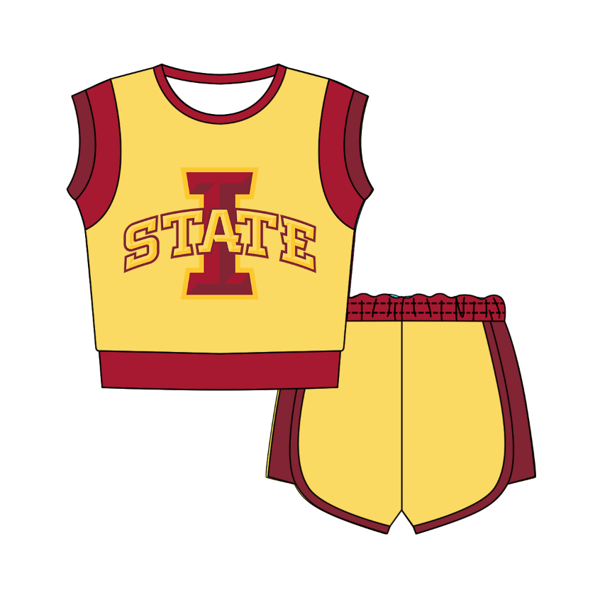 Preorder moq 5 Baby Girls Sleeveless Shirts Top Short Team Clothes Set