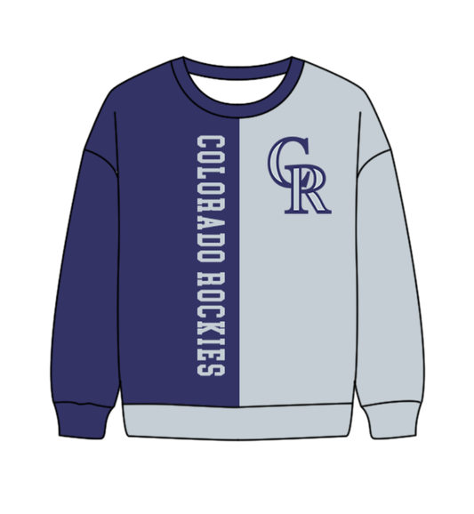 Preorder(moq 8)Baby Boys Purple Grey Sleeve Colorado Rockies Team Tee Shirts Top