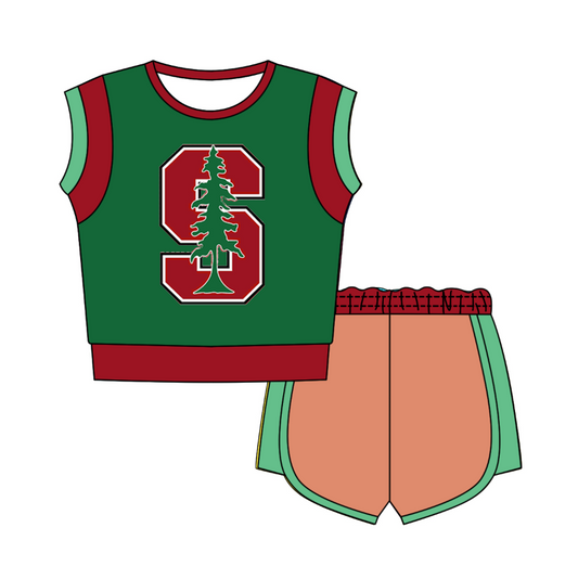 Preorder moq 5 Baby Girls Sleeveless Shirts Top Short Team Clothes Set