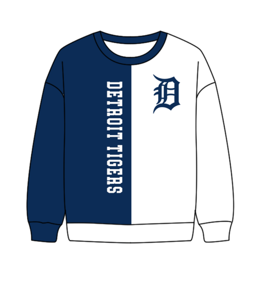 Preorder(moq 8)Baby Boys Blue White Sleeve Detroit Tigers Team Tee Shirts Top