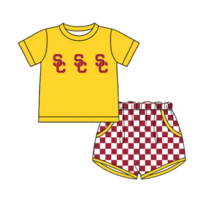 Preorder moq 5 Baby Boys Short Sleeve SC Top Checked Pockets Short Team Clothes Sets