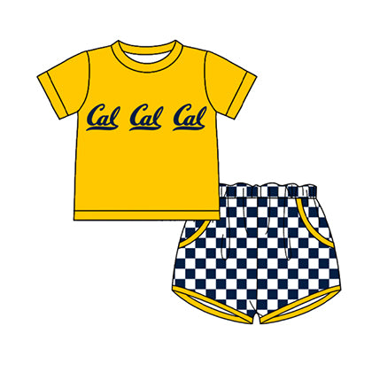Preorder moq 5 Baby Boys Short Sleeve Cal Top Checked Pockets Short Team Clothes Sets
