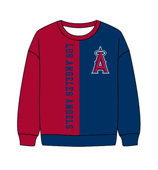 Preorder(moq 8)Baby Boys Red Blue Sleeve Los Angeles Team Tee Shirts Top