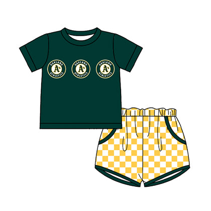 Preorder moq 5 Baby Boys Oakland Athletics Top Checked Pockets Short Team Clothes Sets