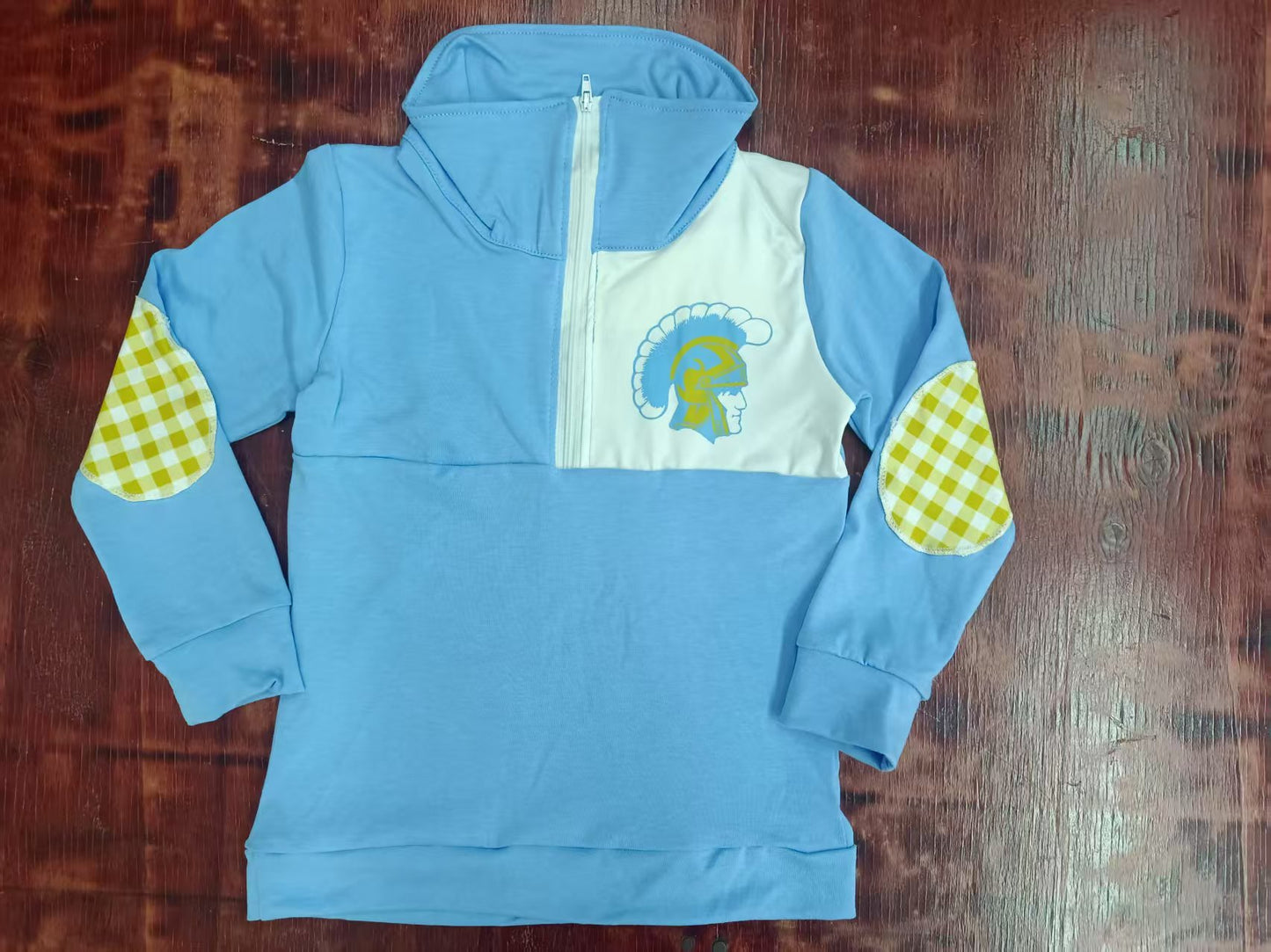 Preorder moq 5 Baby Boys Blue Long Sleeves King Conquerors Zipper Pullovers Top