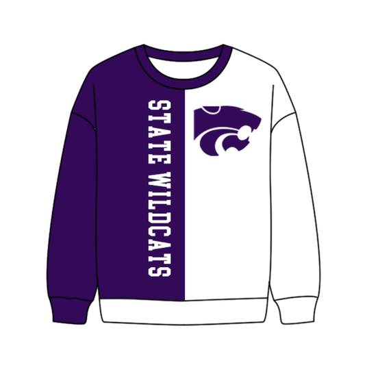 Preorder(moq 8)Baby Boys Purple White Sleeve State Wildcats Team Tee Shirts Top