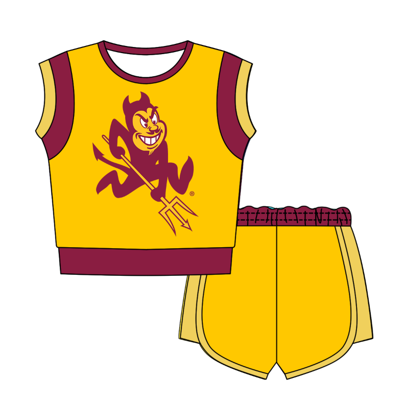 Preorder moq 5 Baby Girls Sleeveless Shirts Top Short Team Clothes Set