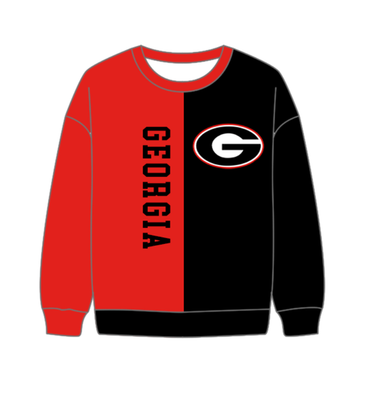 Preorder(moq 8)Baby Boys Red Black Sleeve Georgia Team Tee Shirts Top