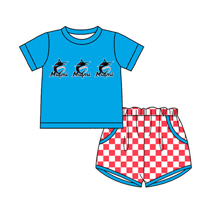 Preorder moq 5 Baby Boys Short Sleeve Miami Top Checked Pockets Short Team Clothes Sets
