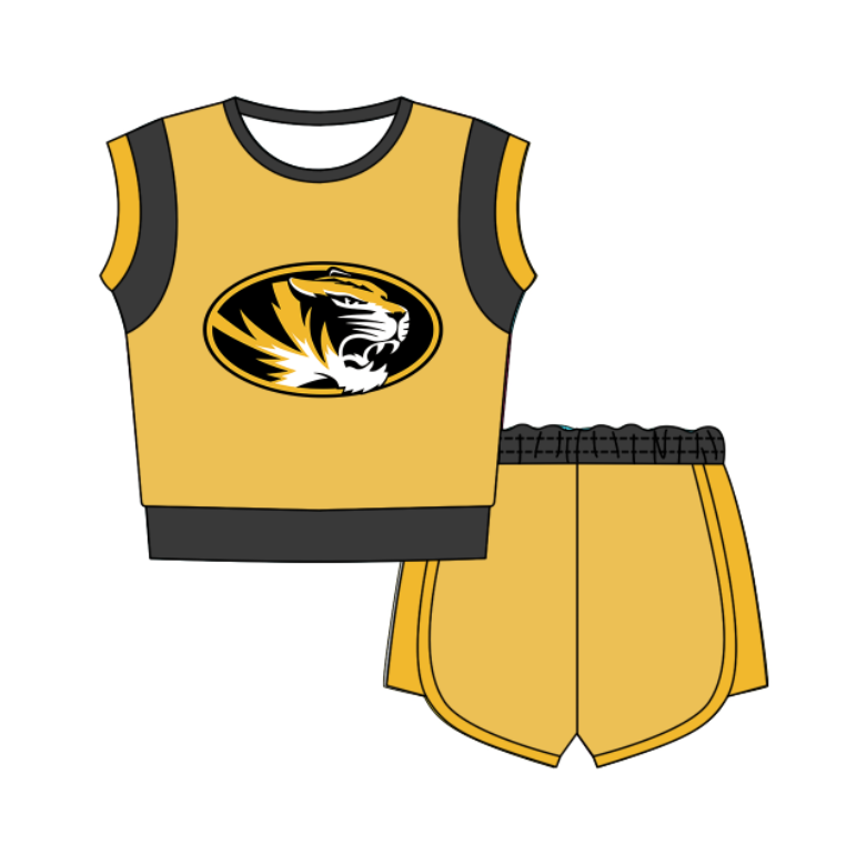 Preorder moq 5 Baby Girls Sleeveless Shirts Top Short Team Clothes Set