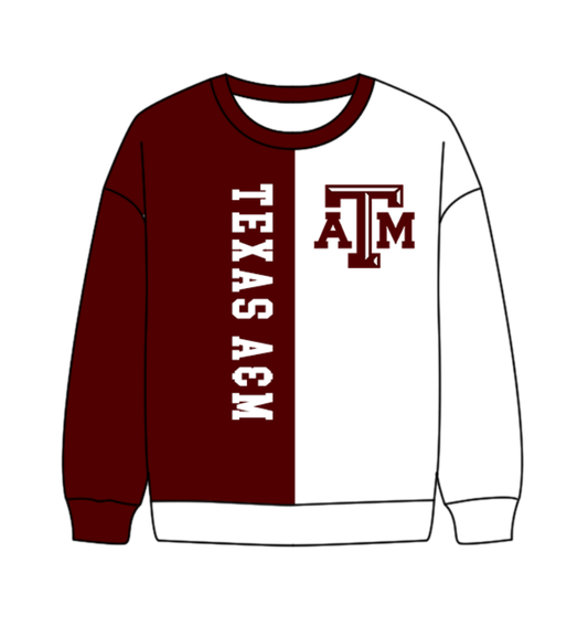 Preorder(moq 8)Baby Boys Dark Red White Sleeve ATM Team Tee Shirts Top