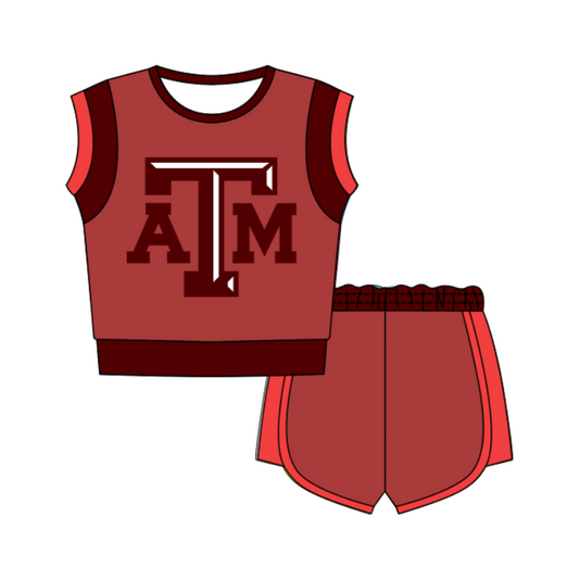 Preorder moq 5 Baby Girls Sleeveless Shirts Top Short Team Clothes Set