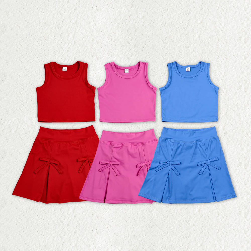 Sibling Baby Girls Sleeveless Vest Top Skirt Short Yoga Active Clothes Sets