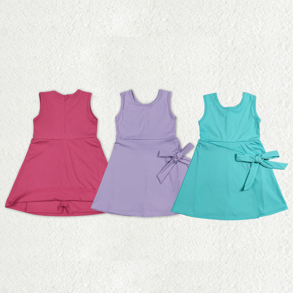 Sibling Baby Girls Sleeveless Back Zip Yoga Active Shorts Knee Length Dresses