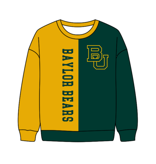 Preorder(moq 8)Baby Boys Yellow Green Sleeve Baylor Bears Team Tee Shirts Top
