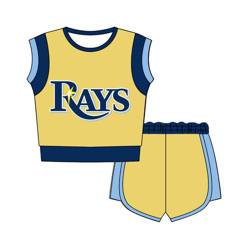 Preorder moq 5 Baby Girls Sleeveless Shirts Top Short Team Clothes Set