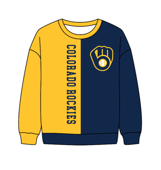 Preorder(moq 8)Baby Boys Yellow Navy Sleeve Colorado Team Tee Shirts Top