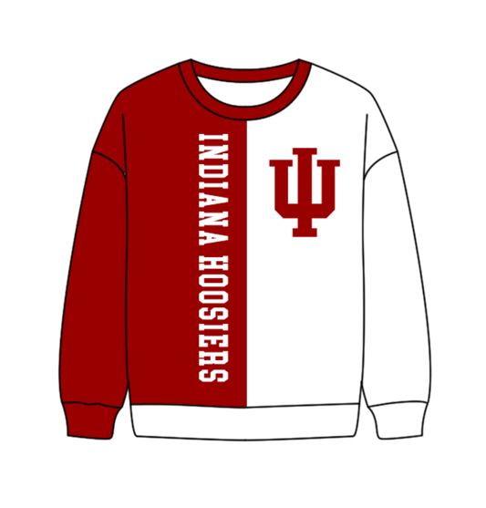 Preorder(moq 8)Baby Boys Red White Sleeve Indiana Anchor Team Tee Shirts Top