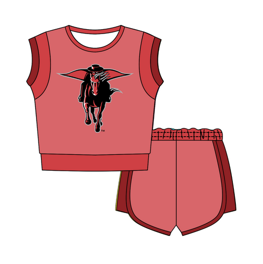 Preorder moq 5 Baby Girls Sleeveless Shirts Top Short Team Clothes Set