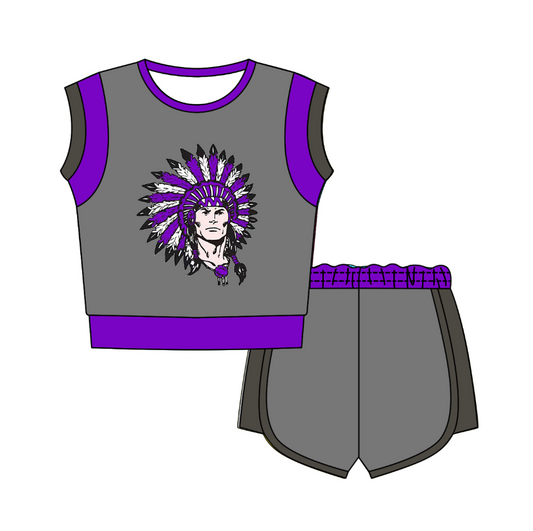 Preorder moq 5 Baby Girls Sleeveless Shirts Top Short Team Clothes Set