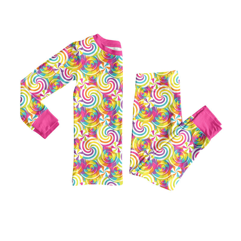 Preorder (moq 5)Baby Girls Pink Colorful Candy Top Pants Pajamas Sets