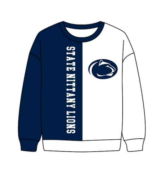 Preorder(moq 8)Baby Boys Navy White Sleeve State Nittany Lions Team Tee Shirts Top