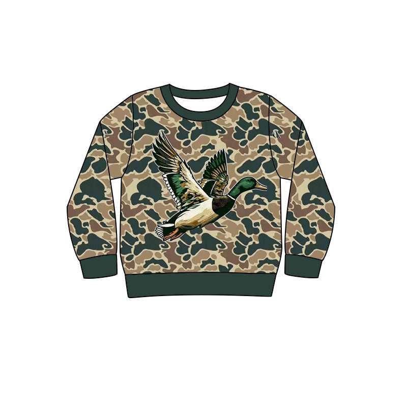 Preorder(moq 5) Baby Boys Green Ducks Camo Hunting Tee Shirts Top