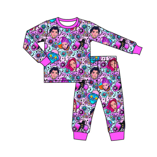 Preorder(moq 5) Baby Girls Cartoon Girls Flowers Top Pants Pajamas Sets