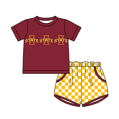Preorder moq 5 Baby Boys I State Top Checked Pockets Short Team Clothes Sets