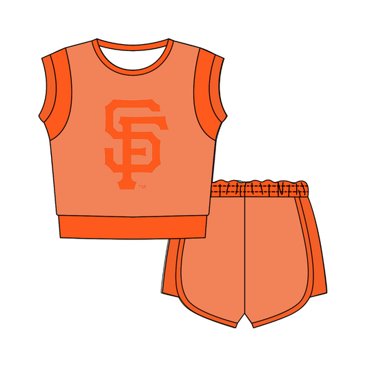 Preorder moq 5 Baby Girls Sleeveless Shirts Top Short Team Clothes Set