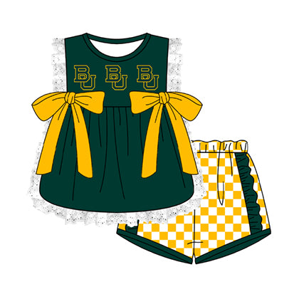 Preorder moq 5 Baby Girls Sleeveless BU Lace Tunic Checked Short Team Clothes Sets