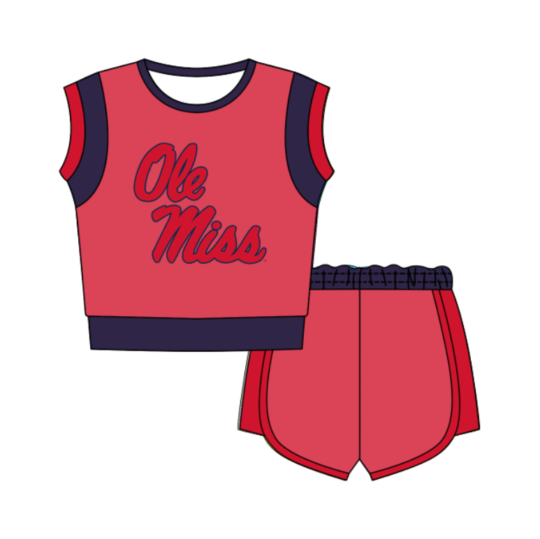 Preorder moq 5 Baby Girls Sleeveless Shirts Top Short Team Clothes Set