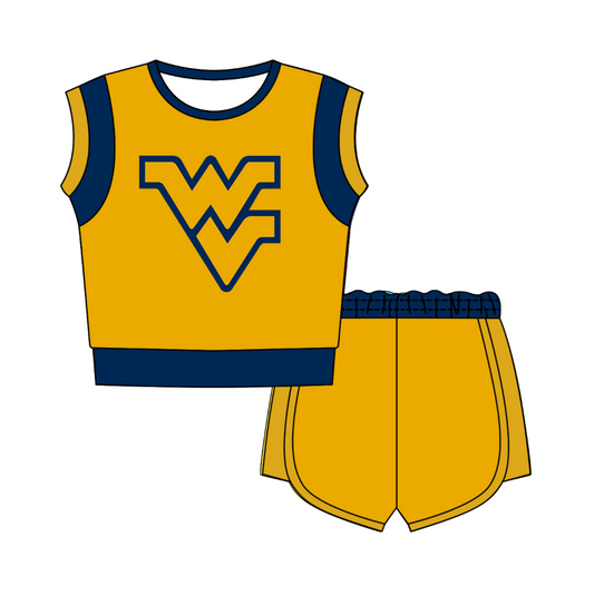 Preorder moq 5 Baby Girls Sleeveless Shirts Top Short Team Clothes Set