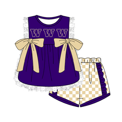 Preorder moq 5 Baby Girls Sleeveless W Lace Tunic Checked Short Team Clothes Sets