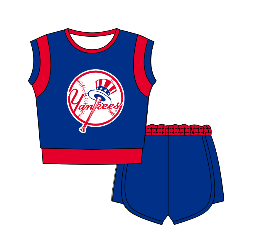 Preorder moq 5 Baby Girls Sleeveless Shirts Top Short Team Clothes Set