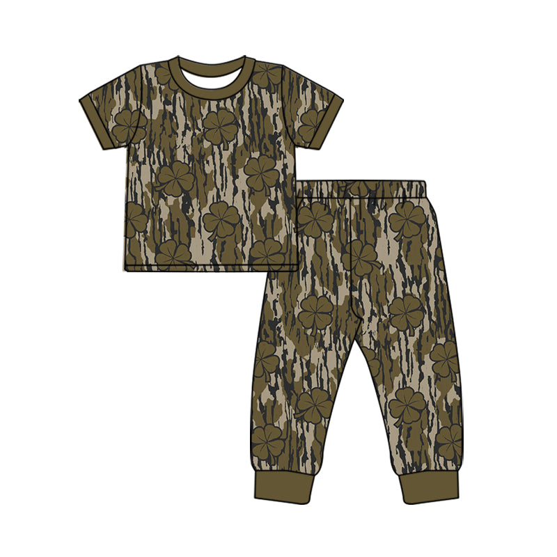 Pre-order(moq5)  Baby’s Round-Neck short-Sleeve Bow Top & Elastic-Waist Jogger Pants Set