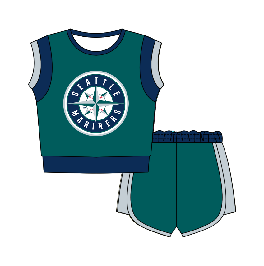 Preorder moq 5 Baby Girls Sleeveless Shirts Top Short Team Clothes Set