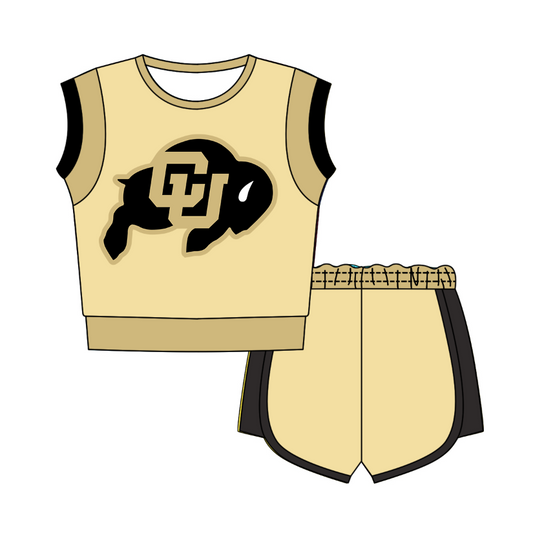 Preorder moq 5 Baby Girls Sleeveless Shirts Top Short Team Clothes Set