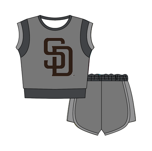 Preorder moq 5 Baby Girls Sleeveless Shirts Top Short Team Clothes Set